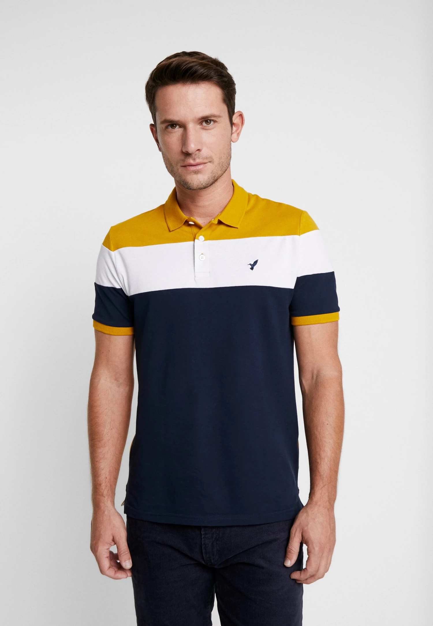 Pier One Poloshirt - Dark Blue/Mustard 1 Pier One Poloshirt - Dark Blue/Mustard