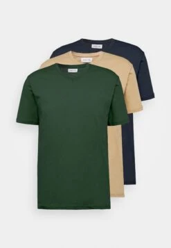 Pier One 3 Pack - T-Shirt Basic - Khaki/Tan/Dark Blue -Pier One 0c35076ff08749278d2b17df3e7e328f