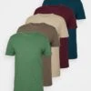 Pier One 5 Pack - T-Shirt Basic - Green/Beige/Khaki