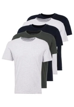 Pier One 5 Pack - T-Shirt Basic - Dark Blue/Grey/Khaki -Pier One 325cf046ffc64432affa66ab60fd39f6
