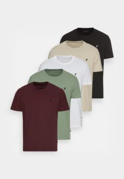 Pier One 5 Pack - T-Shirt Basic - White/Green/Bordeaux/Black/Beige -Pier One 388df4ed46f64c049d4079afe6c50dc9