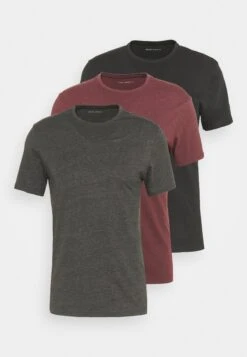 Pier One 3 Pack - T-Shirt Basic - Black/Mottled Dark Grey/Bordeaux -Pier One 3a3d359b577841e6a576172d8b53126f