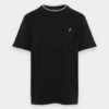 Pier One Pique Embro Detail- T-Shirt Basic - Black