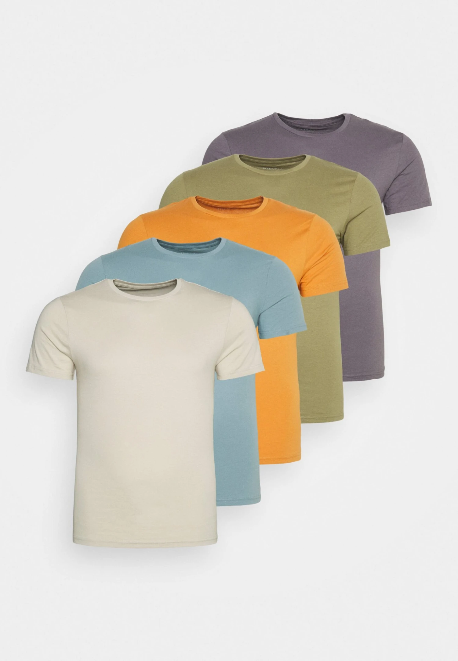 Pier One 5 Pack - T-Shirt Basic - Orange/Dark Blue/Green 1 Pier One 5 Pack - T-Shirt Basic - Orange/Dark Blue/Green