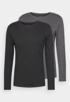 Pier One 2 Pack - Longsleeve - Black/Mottled Dark Grey -Pier One 9772b16a1f79408499510e80b90c51d3
