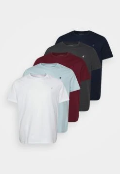 Pier One 5 Pack - T-Shirt Basic - White/Mottled Dark Grey/Bordeaux -Pier One 9a68ad18204f43e0abb4813a31752b65