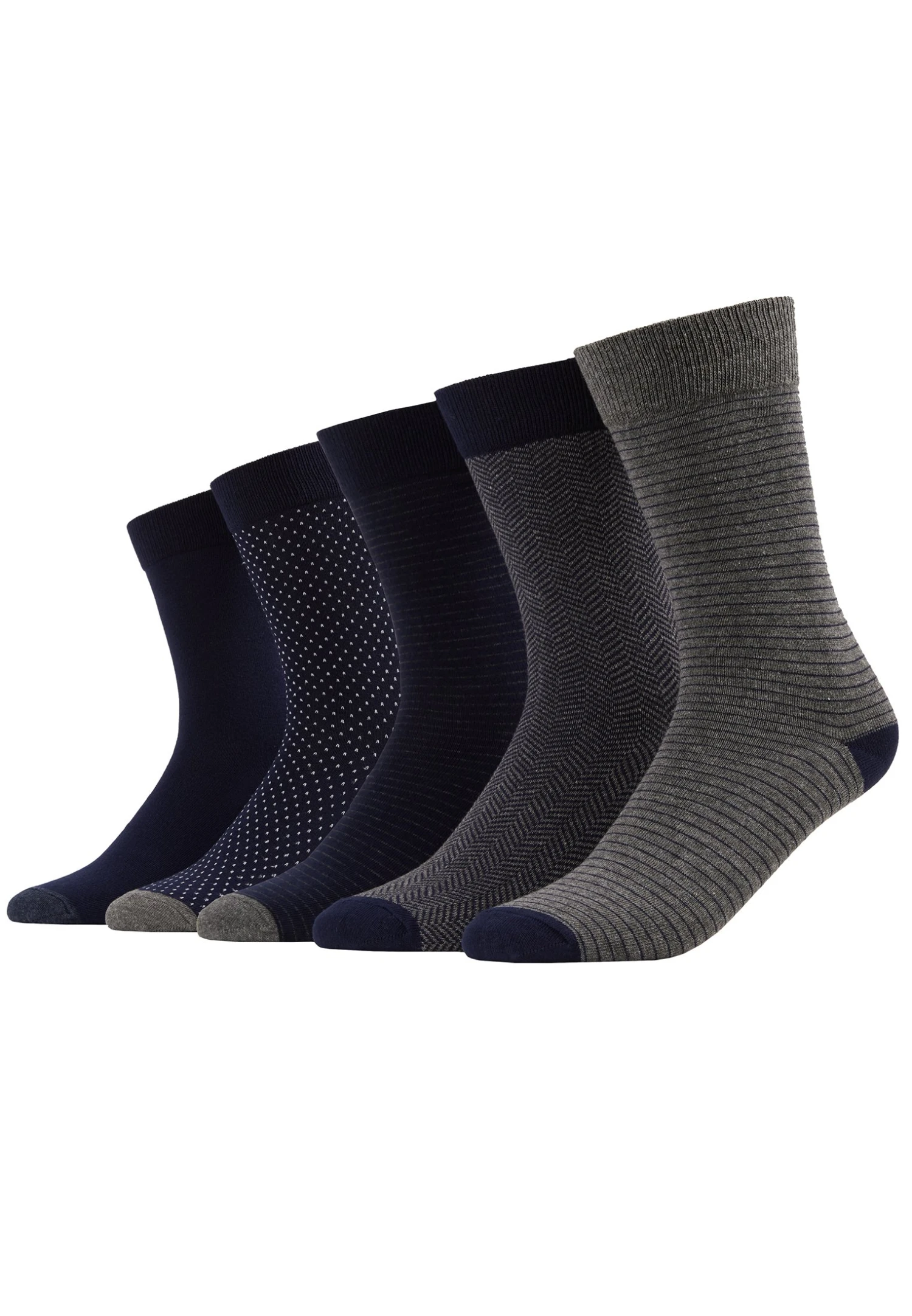 Pier One 5 Pack - Sokken - Dark Blue/Mottled Grey 1 Pier One 5 Pack - Sokken - Dark Blue/Mottled Grey