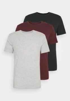 Pier One 3 Pack - T-Shirt Basic - Black/Grey/Bordeaux -Pier One b4adf13b9960406cbe579058828ee383
