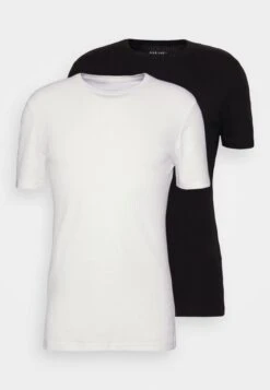 Pier One Slim Fit Ribbed T-Shirt 2 Pack - T-Shirt Basic - White/Black -Pier One bfa677da41c14e1ebbe1df5382fc7cd3