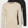 Pier One 2 Pack - Longsleeve - Beige/Black