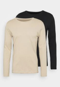 Pier One 2 Pack - Longsleeve - Beige/Black