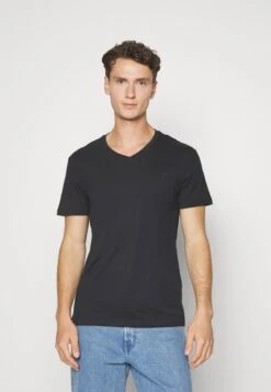 Pier One V Neck Bird Tonal 3 Pack - T-Shirt Basic - Light Brown/White/Dark Blue -Pier One e08d0778ecd941aa94fa4e322df34f7c