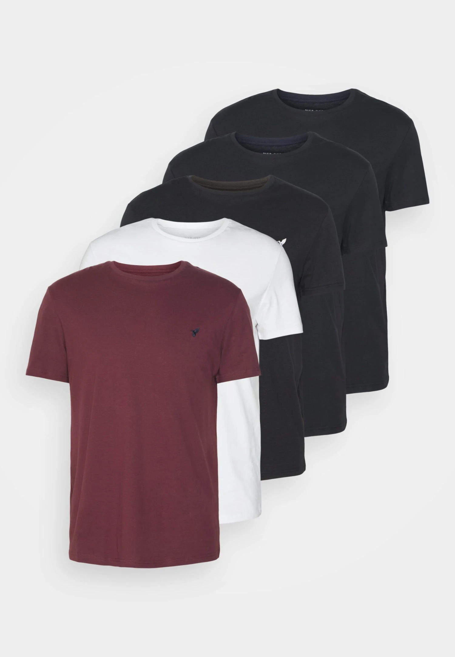 Pier One 5 Pack - T-Shirt Basic - Black/White/Dark Blue 6 Pier One 5 Pack - T-Shirt Basic - Black/White/Dark Blue - Afbeelding 6